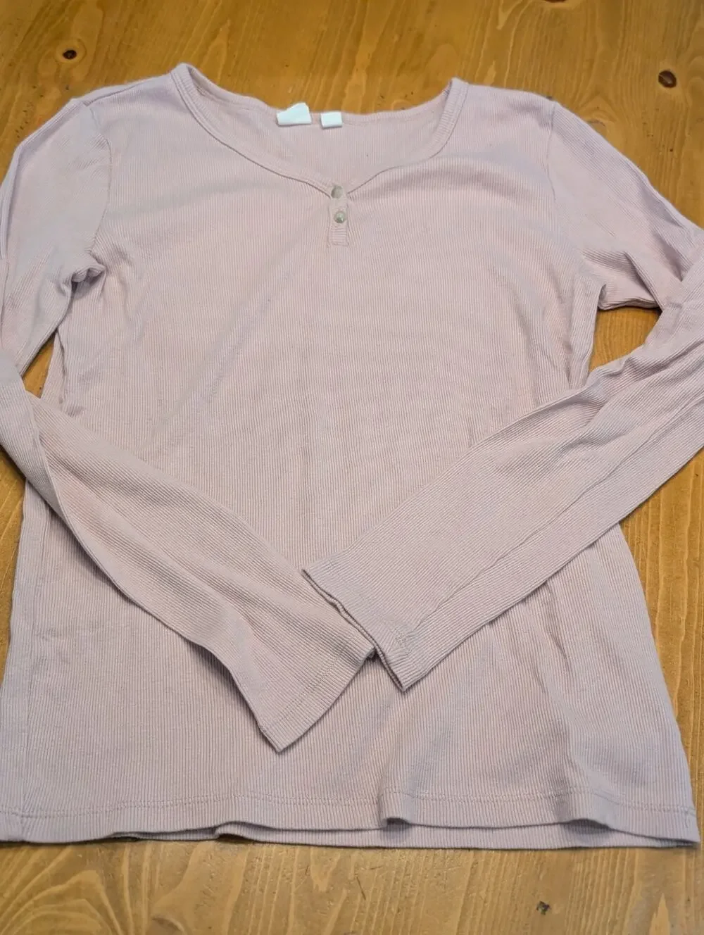 Gap Kids Long Sleeve V-Neck Ribbed Henley, Mauve Pink, Girl's XXL 14/15, LN